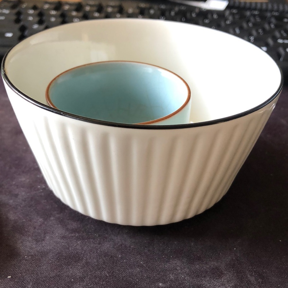 White and Blue Ceramic Bowl Set
